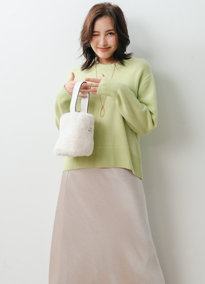 CASHMERE寬邊圓領粗針織衫